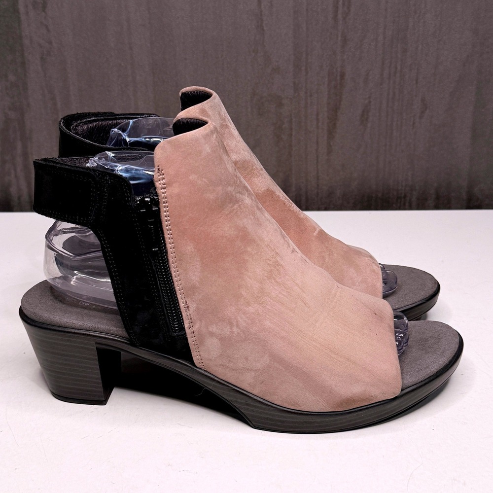 Naot Favorite Open Toe Bootie Women 40 Beige Black Nubuck Leather Comfort Sandal